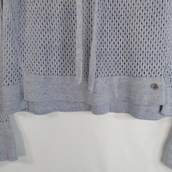 Prana Womens Sweater Size M Organic Cotton Pullover Open Knit Funnel Neck Blue - Picture 5 of 7